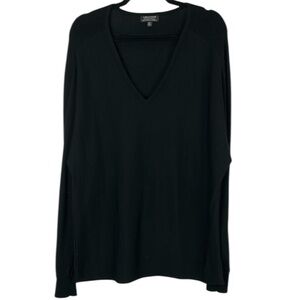 Lord & Taylor Black Extra Fine Merino Wool Sweater Size Medium